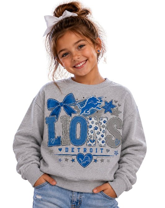Detroit Lions Toddler Youth Girls Women's Crew Neck